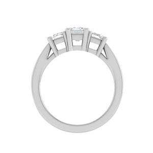 Jewelove™ Rings E VVS / Women's Band only 1.00cts. Emerald Cut Solitaire Diamond Accents Platinum Ring JL PT R3 EM 134