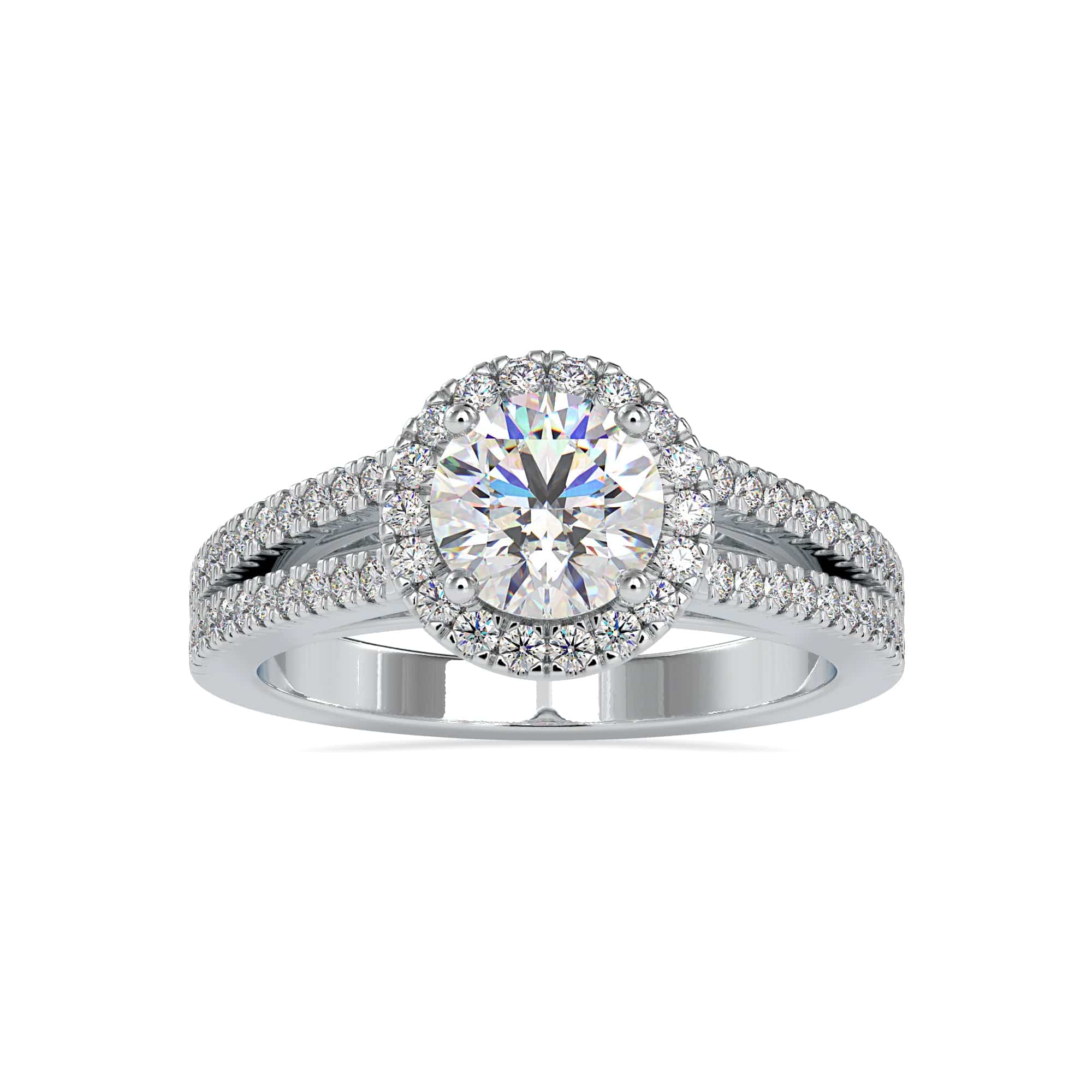 Oval Diamond Halo Split Shank Engagement Ring – Diamonds by Azi