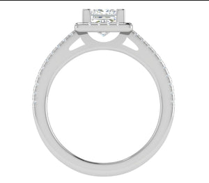 Jewelove™ Rings I VS / Women's Band only 1 Carat Princess Cut Solitaire Square Halo Diamond Shank Platinum Ring JL PT RH PR 117