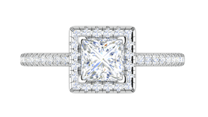 Jewelove™ Rings I VS / Women's Band only 1 Carat Princess Cut Solitaire Square Halo Diamond Shank Platinum Ring JL PT RH PR 117