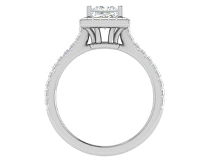 Jewelove™ Rings VVS GH / Women's Band only 1 Carat Princess Cut Solitaire Square Halo Diamond Shank Platinum Ring JL PT RH PR 130