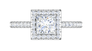 Jewelove™ Rings VVS GH / Women's Band only 1 Carat Princess Cut Solitaire Square Halo Diamond Shank Platinum Ring JL PT RH PR 130