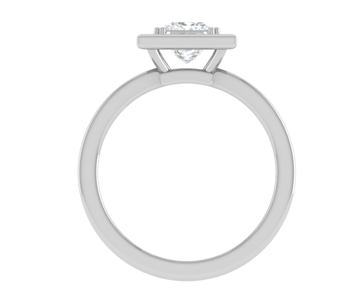 Jewelove™ Rings I VS / Women's Band only 1 Carat Princess Cut Solitaire Square Halo Diamond Shank Platinum Ring JL PT RH PR 167