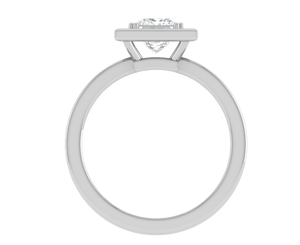 Jewelove™ Rings I VS / Women's Band only 1 Carat Princess Cut Solitaire Square Halo Diamond Shank Platinum Ring JL PT RH PR 167