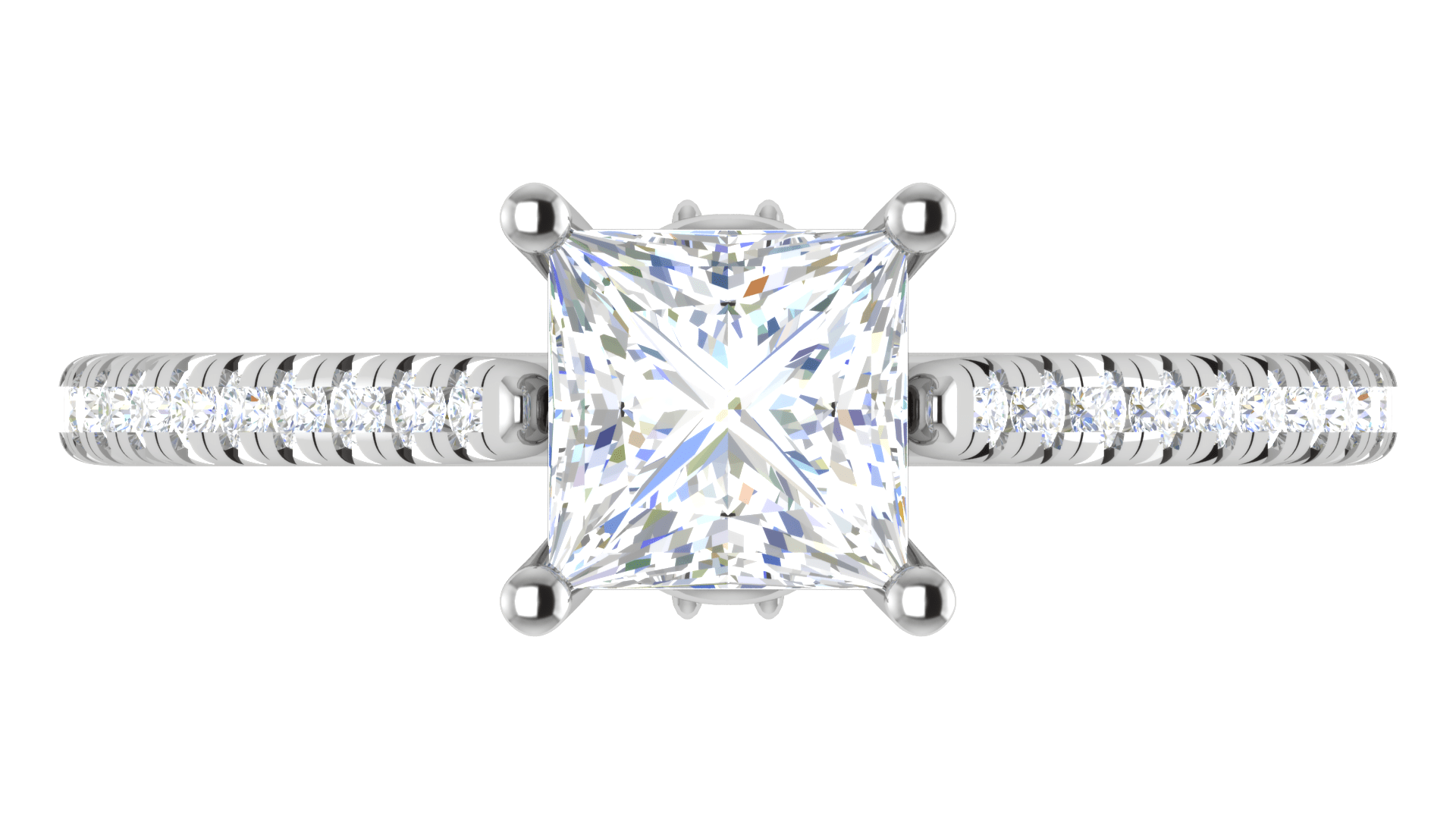 Jewelove™ Rings I VS / Women's Band only 1 Carat Princess Cut Solitaire with Diamond Shank Platinum Ring JL PT RC PR 166