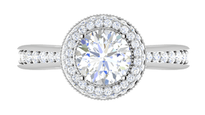 Jewelove™ Rings J VS / Women's Band only 1 Carat Solitaire Double Halo Diamond Shank Platinum Ring JL PT RH RD 124