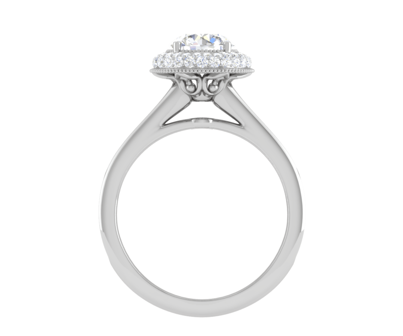 Jewelove™ Rings J VS / Women's Band only 1 Carat Solitaire Double Halo Diamond Shank Platinum Ring JL PT RH RD 124