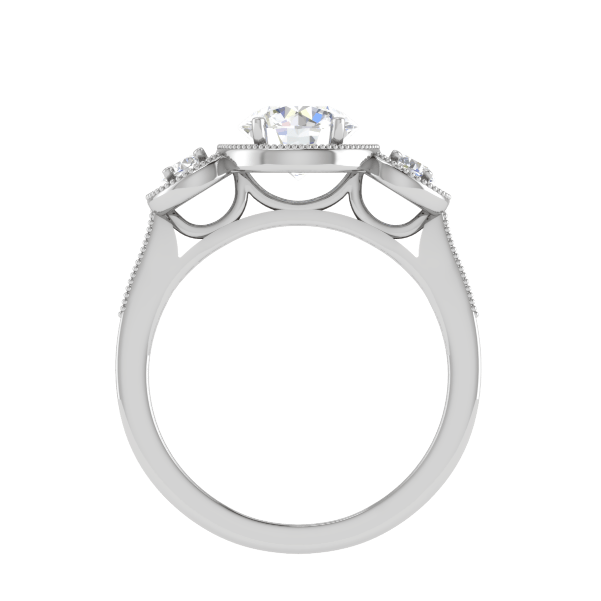 Jewelove™ Rings J VS / Women's Band only 1 Carat Solitaire Halo Diamond Accents Platinum Ring JL PT R3 RD 108