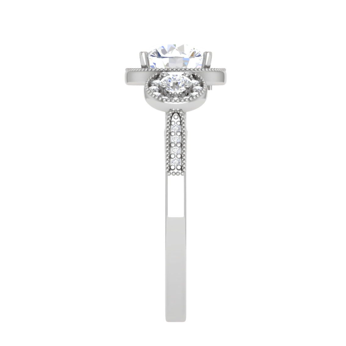 Jewelove™ Rings J VS / Women's Band only 1 Carat Solitaire Halo Diamond Accents Platinum Ring JL PT R3 RD 108