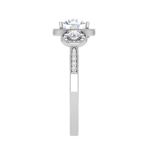 Jewelove™ Rings J VS / Women's Band only 1 Carat Solitaire Halo Diamond Accents Platinum Ring JL PT R3 RD 108