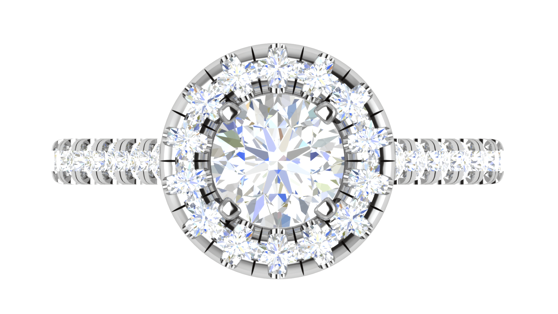 Jewelove™ J VS / Women's Band only 1 Carat Solitaire Halo Diamond Shank Platinum Ring JL PT RH RD 103