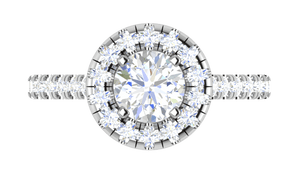 Jewelove™ J VS / Women's Band only 1 Carat Solitaire Halo Diamond Shank Platinum Ring JL PT RH RD 103