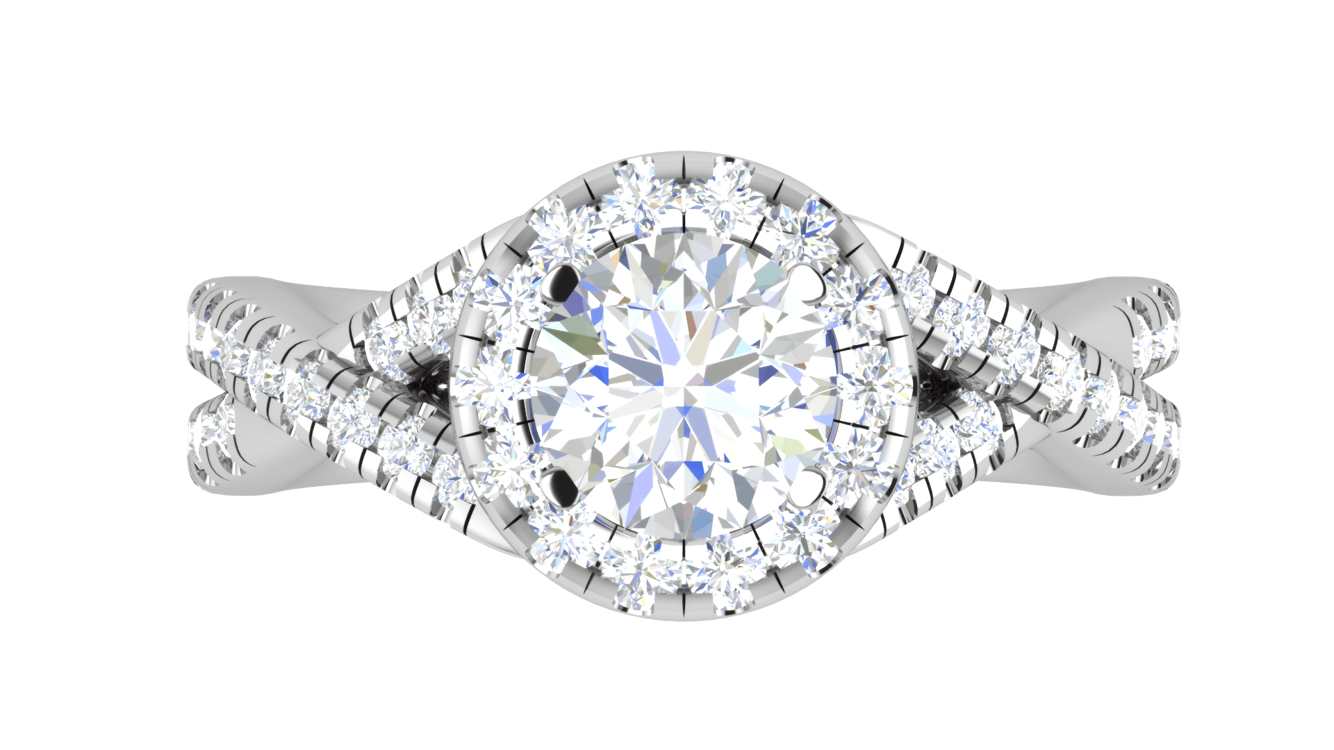 Jewelove™ Rings J VS / Women's Band only 1 Carat Solitaire Halo Diamond Twisted Platinum Ring JL PT RH RD 113