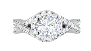 Jewelove™ Rings J VS / Women's Band only 1 Carat Solitaire Halo Diamond Twisted Platinum Ring JL PT RH RD 113