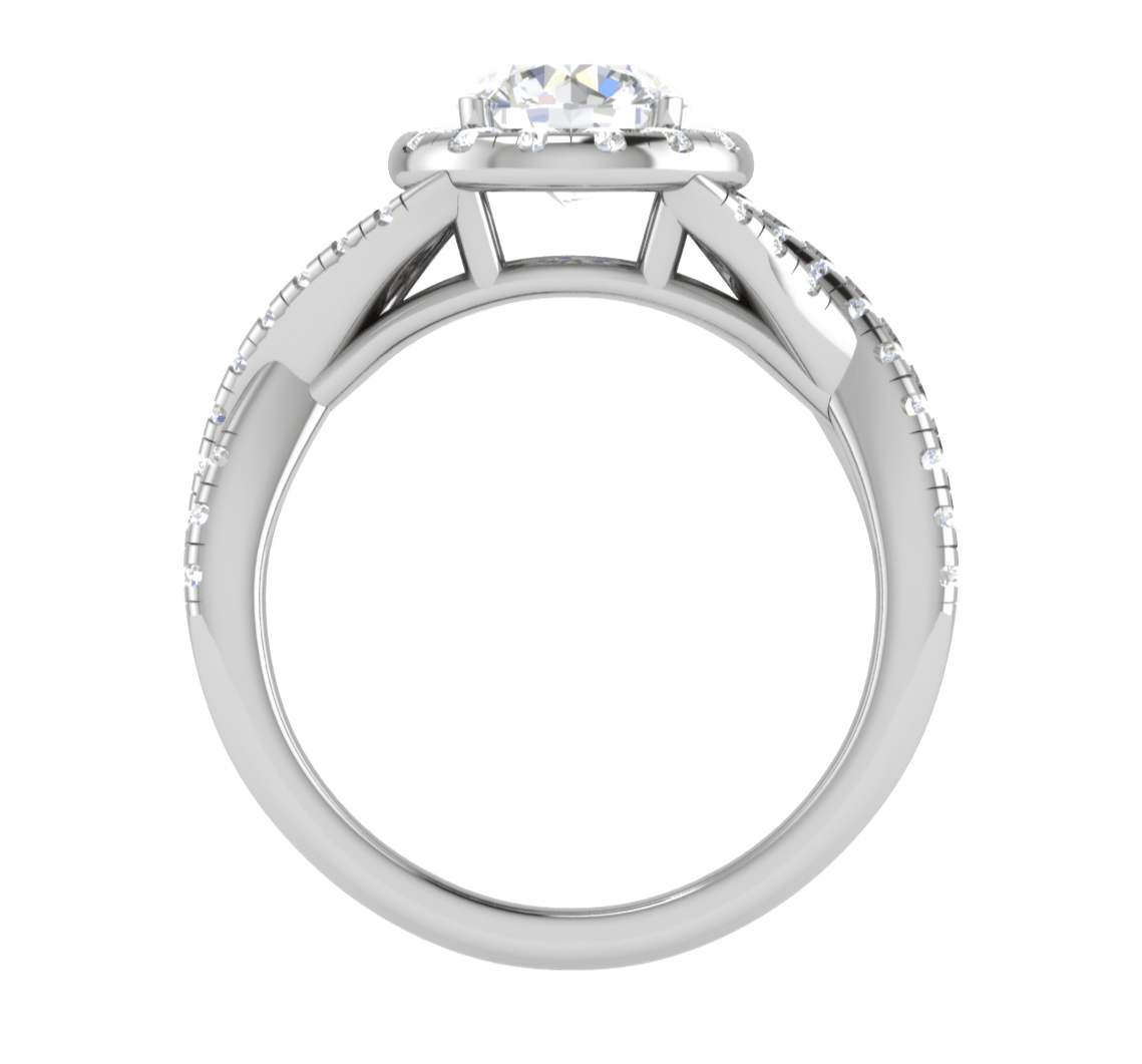 Jewelove™ Rings J VS / Women's Band only 1 Carat Solitaire Halo Diamond Twisted Platinum Ring JL PT RH RD 113