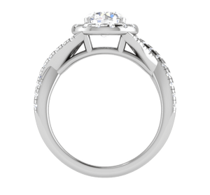 Jewelove™ Rings J VS / Women's Band only 1 Carat Solitaire Halo Diamond Twisted Platinum Ring JL PT RH RD 113