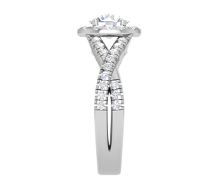 Jewelove™ Rings J VS / Women's Band only 1 Carat Solitaire Halo Diamond Twisted Platinum Ring JL PT RH RD 113