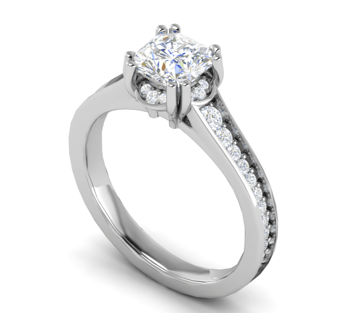 Jewelove™ J VS / Women's Band only 1 Carat Solitaire Platinum Diamond Shank Ring JL PT RH RD 100