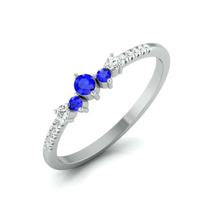 Jewelove™ Rings 10 Pointer Blue Sapphire Platinum Diamond Engagement Ring JL PT LR 7004