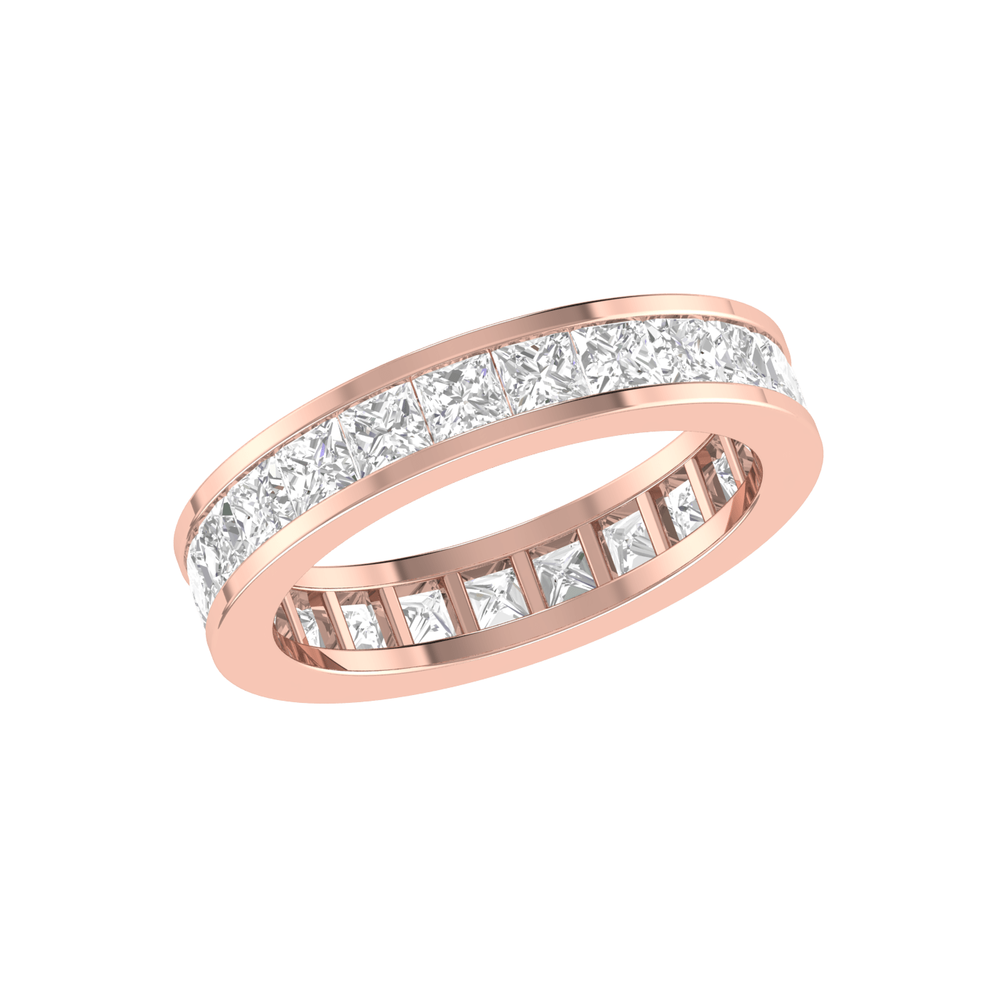 Jewelove™ Rings Women's Band only / VVS GH 10 Pointer Eternity Rose Gold Princess Cut Diamond Engagement Ring JL AU RD RN 9293R-A