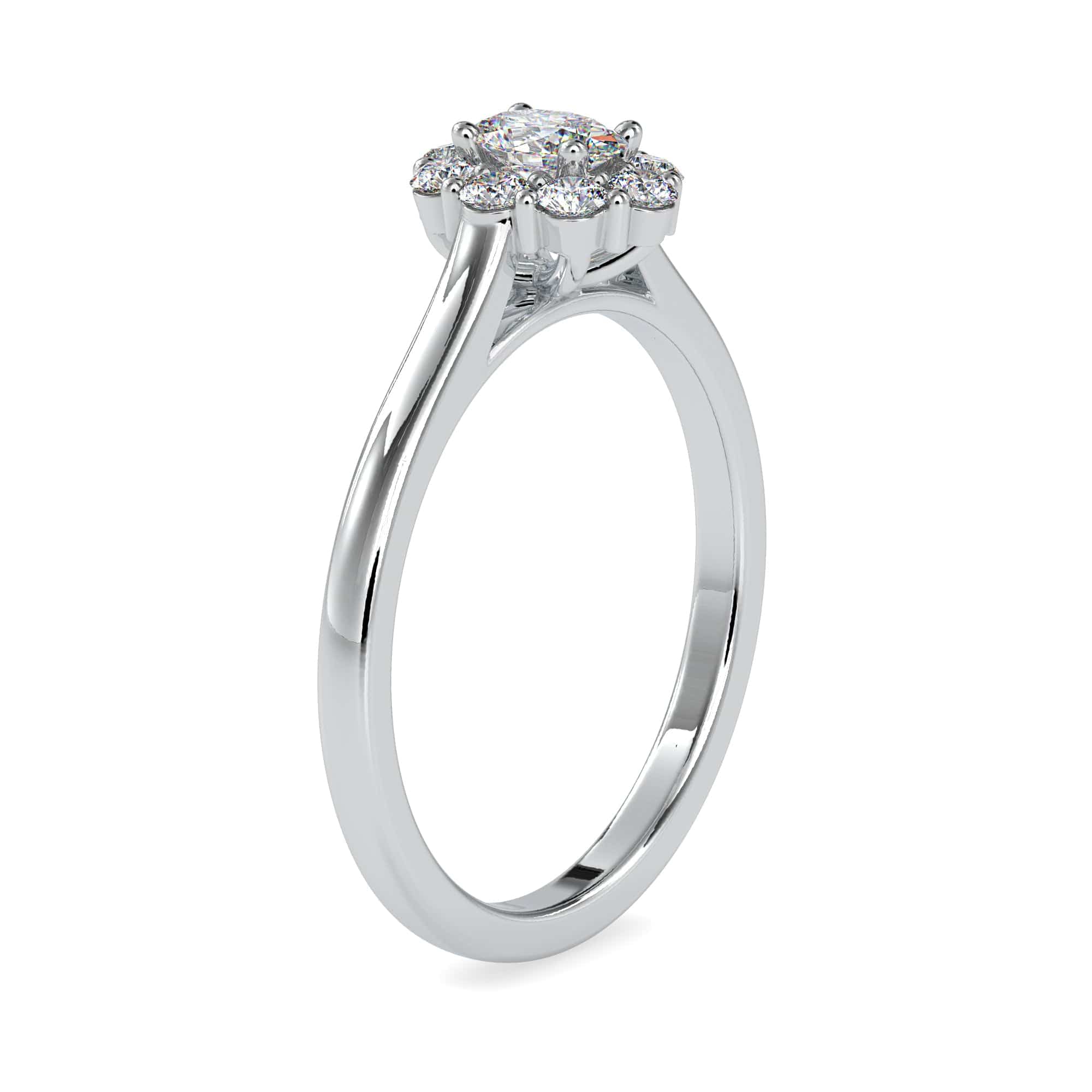 Jewelove™ Rings 10 Pointer Oval Cut Diamond Platinum Diamond Halo Ring JL PT 0030