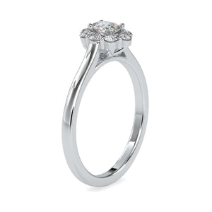 Jewelove™ Rings 10 Pointer Oval Cut Diamond Platinum Diamond Halo Ring JL PT 0030