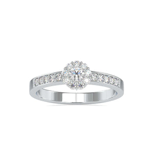 Jewelove™ Rings 10 Pointer Platinum Halo Diamond Shank Engagement Ring JL PT 0177