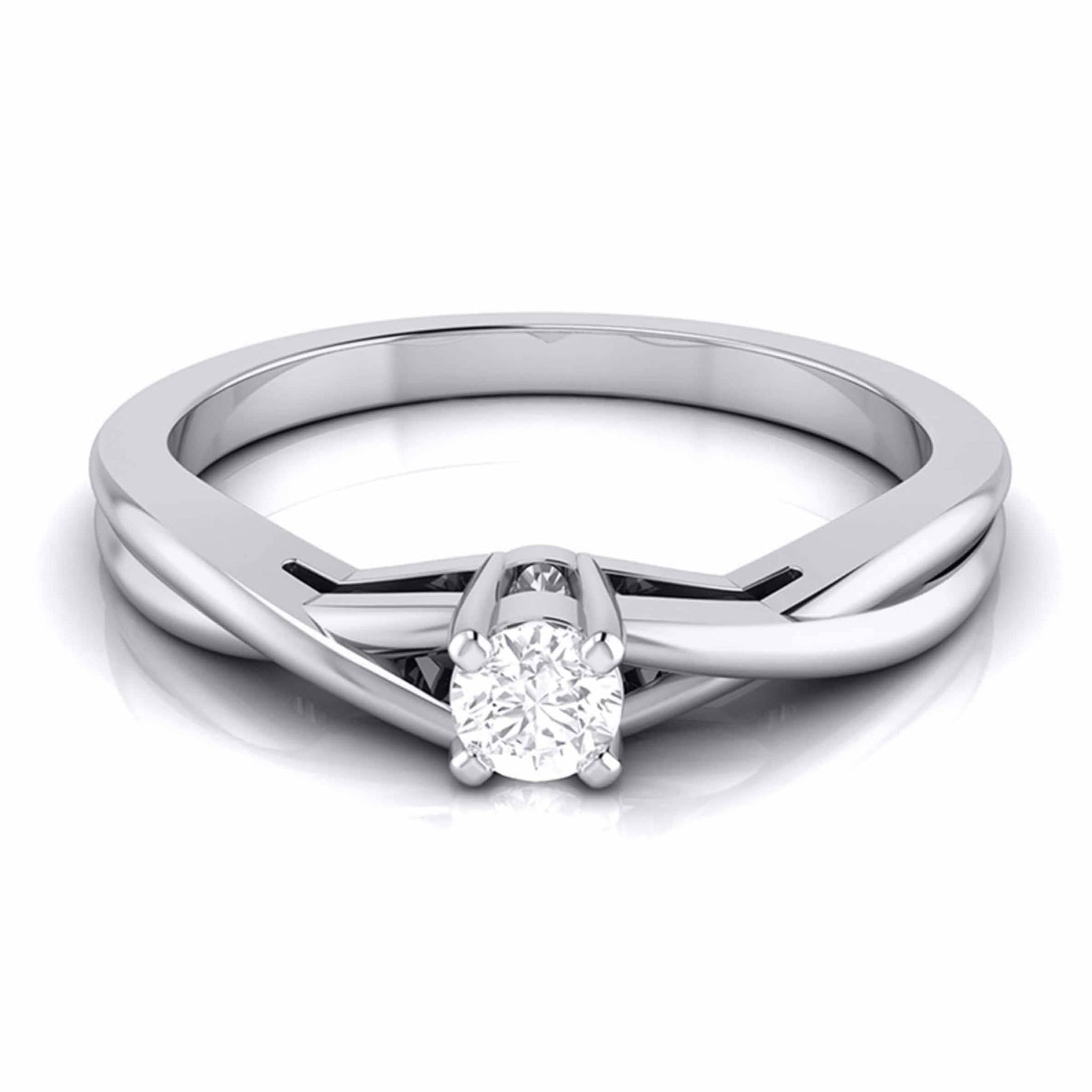 Jewelove™ Rings 10-Pointer Platinum Solitaire Ring - Shank with a Twist JL PT G-115