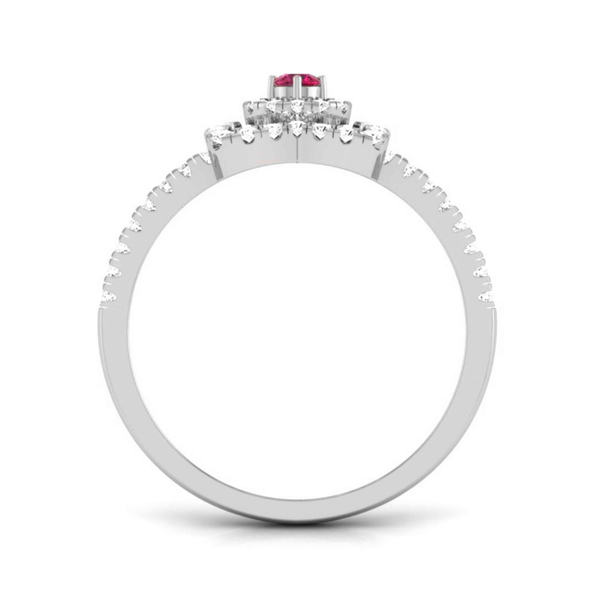 Jewelove™ Rings 10 Pointer Ruby Platinum Diamond Ring for Women JL PT R8182