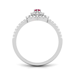 Jewelove™ Rings 10 Pointer Ruby Platinum Diamond Ring for Women JL PT R8182