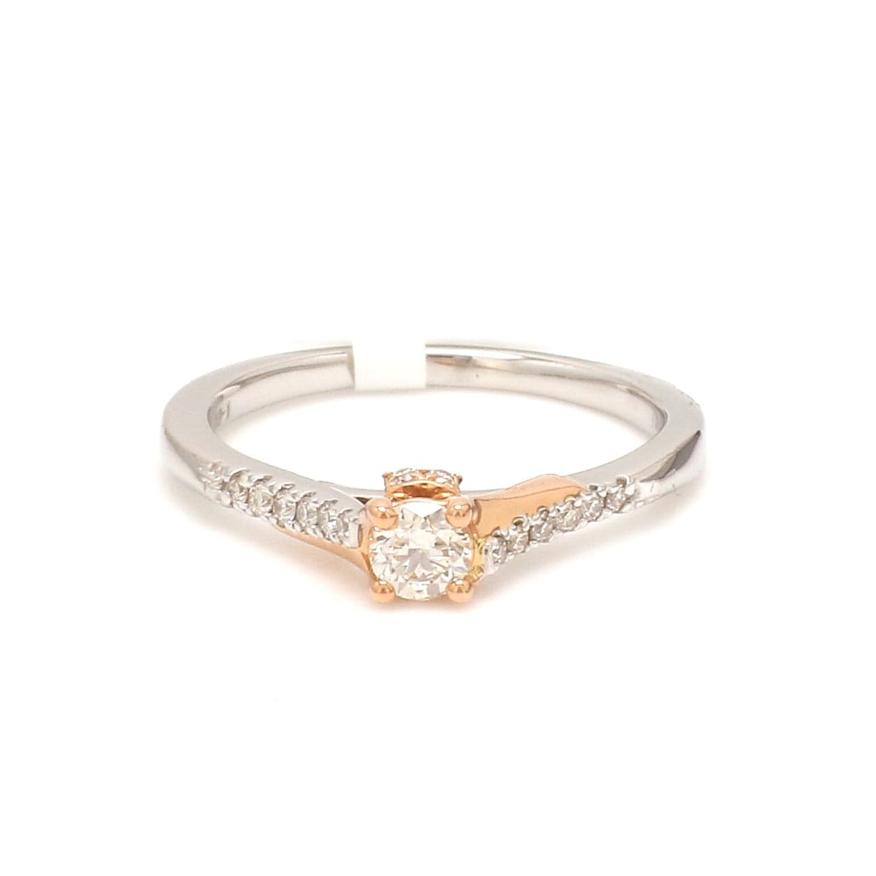 Jewelove™ Rings 15 Pointer Platinum & Rose Gold Diamond Shank Ring for Women JL PT 1158