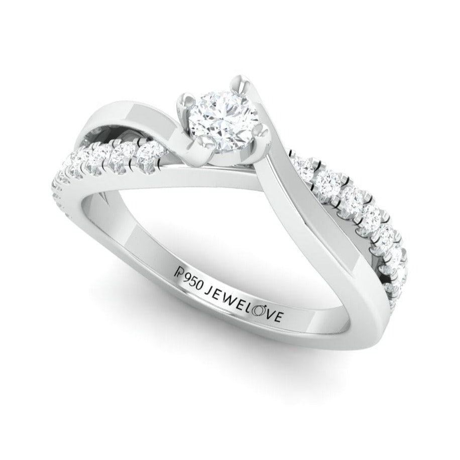 Jewelove™ Rings 15 Pointer Platinum Solitaire Ring with a Twist JL PT 675