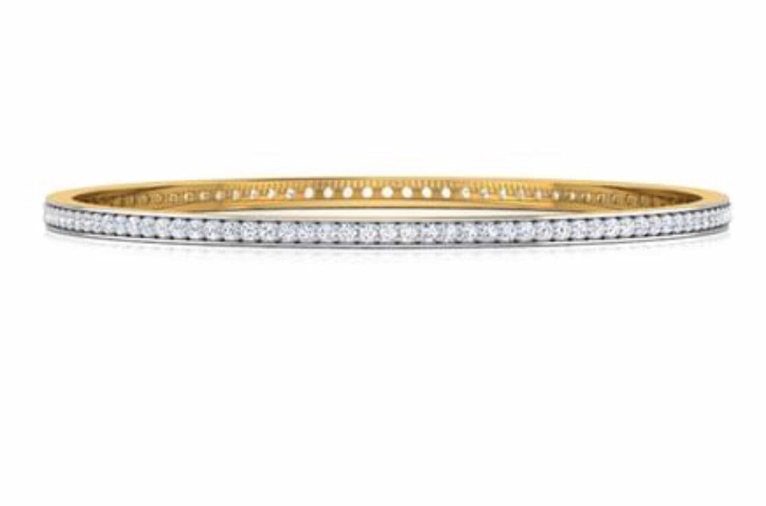 Jewelove™ 18K Gold with Diamonds Single Line Eternity Bangle