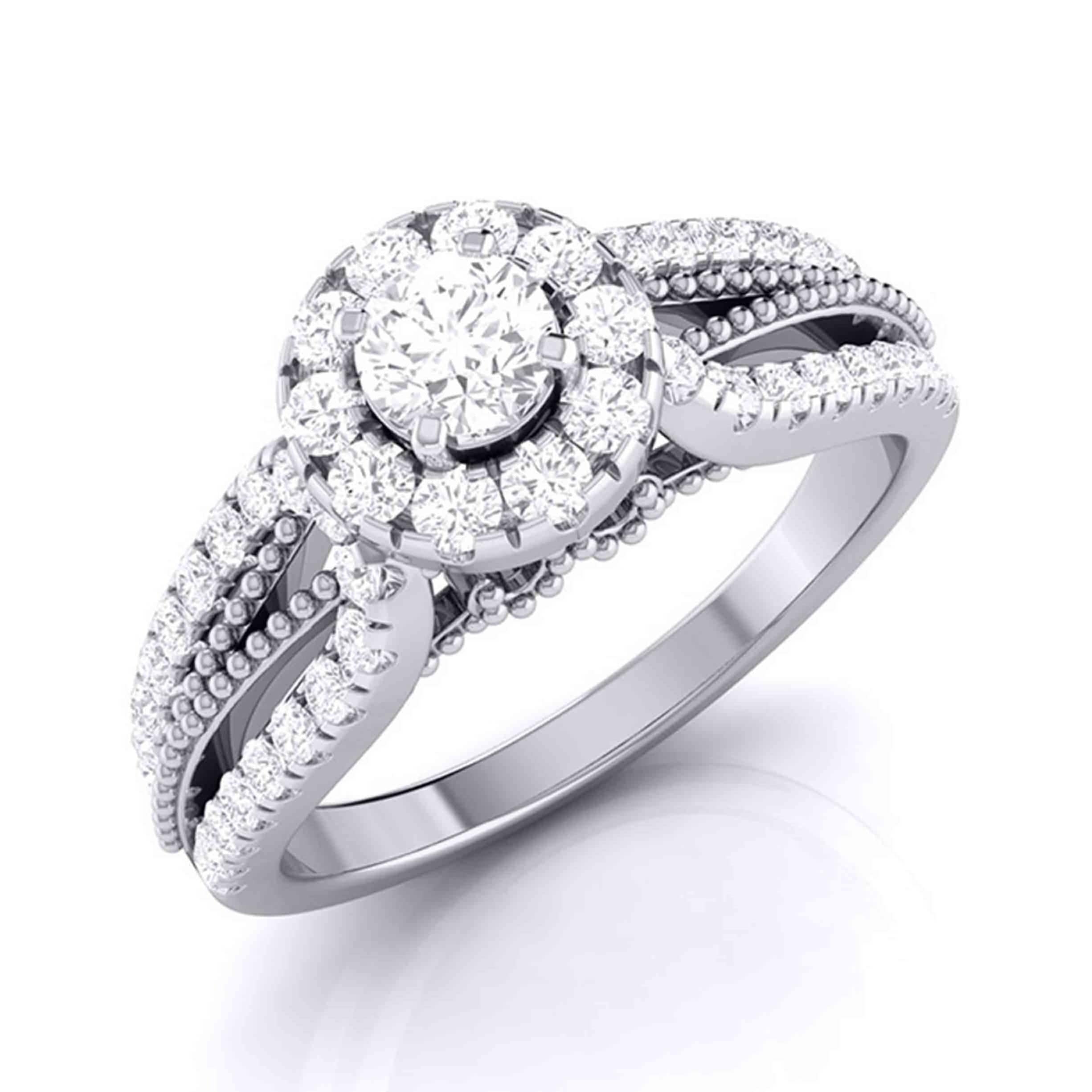 20 Pointer Designer Platinum Diamond Engagement Ring JL PT G 102-A