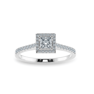 Jewelove™ Rings SI IJ / Women's Band only 20 Pointer Princess Cut Diamond Square Halo Shank Platinum Ring JL PT 1194-C