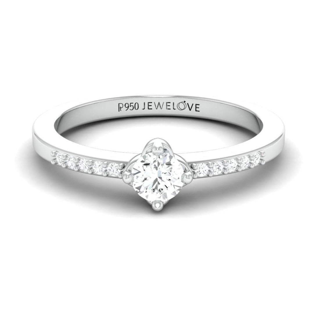 Jewelove™ Rings 20 Pointer Solitaire Platinum Ring with Diamond Accents for Women JL PT 574