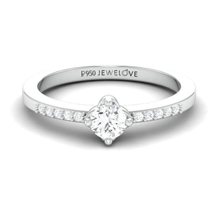 Jewelove™ Rings 20 Pointer Solitaire Platinum Ring with Diamond Accents for Women JL PT 574