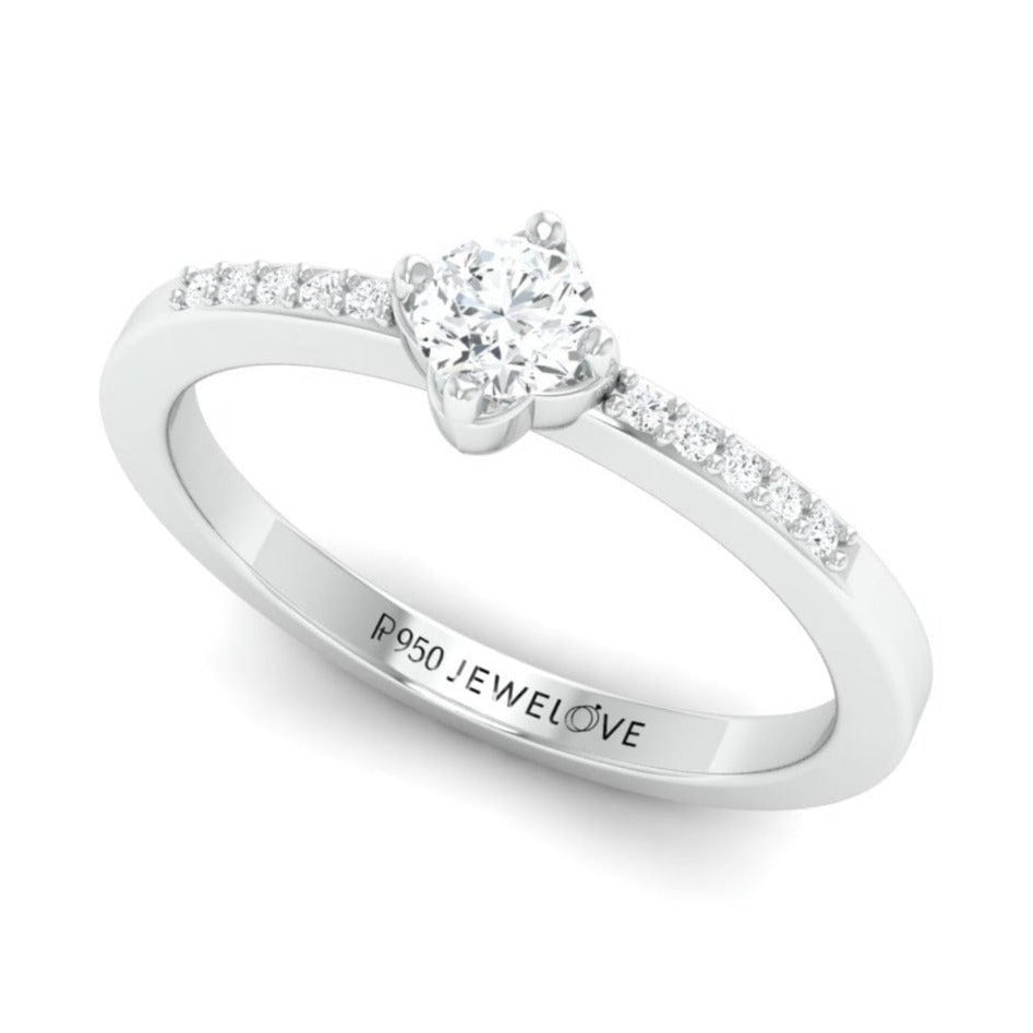 Jewelove™ Rings SI IJ / Women's Band only 20 Pointer Solitaire Platinum Ring with Diamond Accents for Women JL PT 574