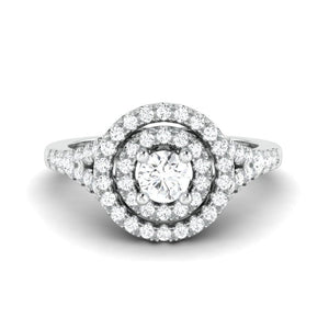 Jewelove™ Rings 25-Pointer Double Halo Platinum Solitaire Engagement Ring for Women JL PT 978