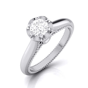 Jewelove™ Rings SI IJ / Women's Band only 25-Pointer Platinum Solitaire Engagement Ring with Milgrain Touch JL PT G-111