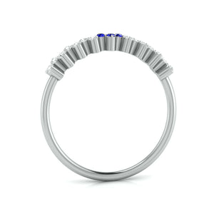 Jewelove™ Rings 3 Blue Sapphire Platinum Diamond Engagement Ring JL PT LR 7005