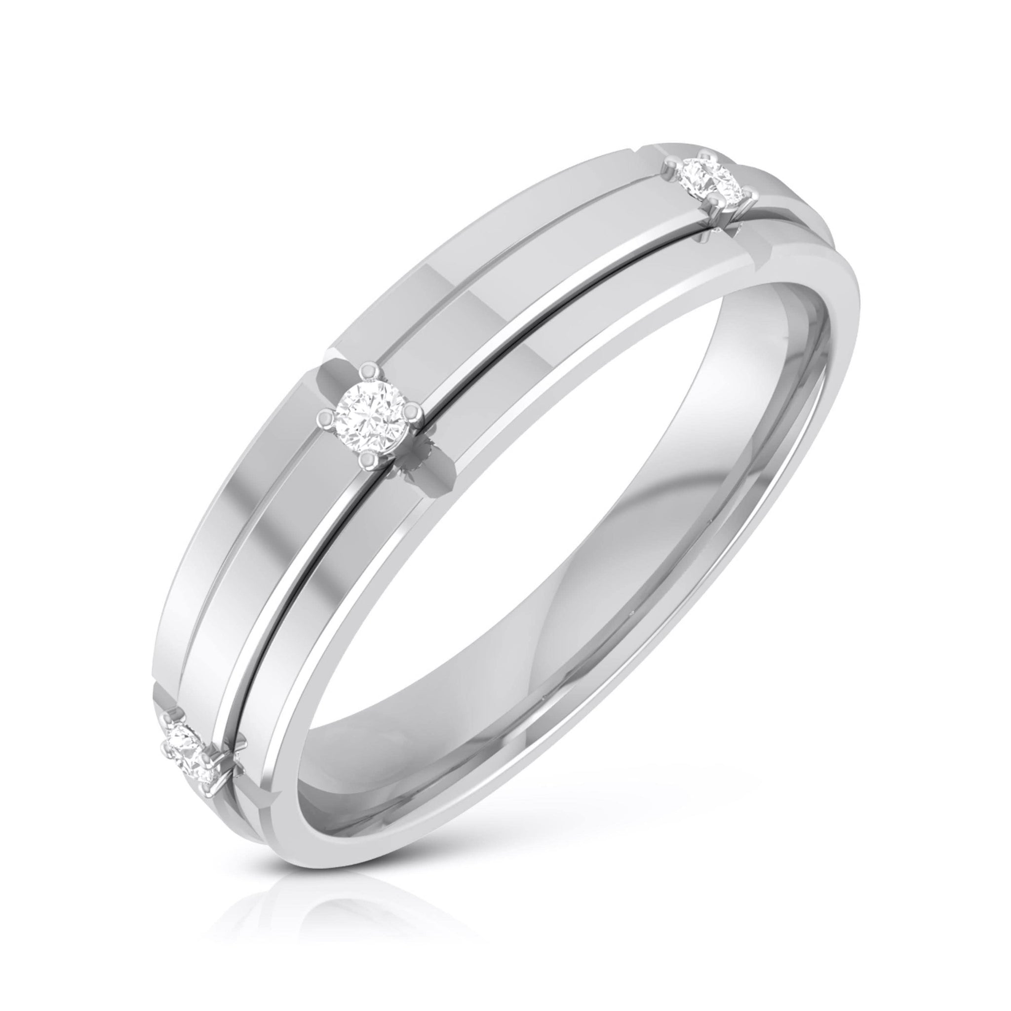 Jewelove™ Rings 3 Diamond Platinum Love Bands JL PT R-8018