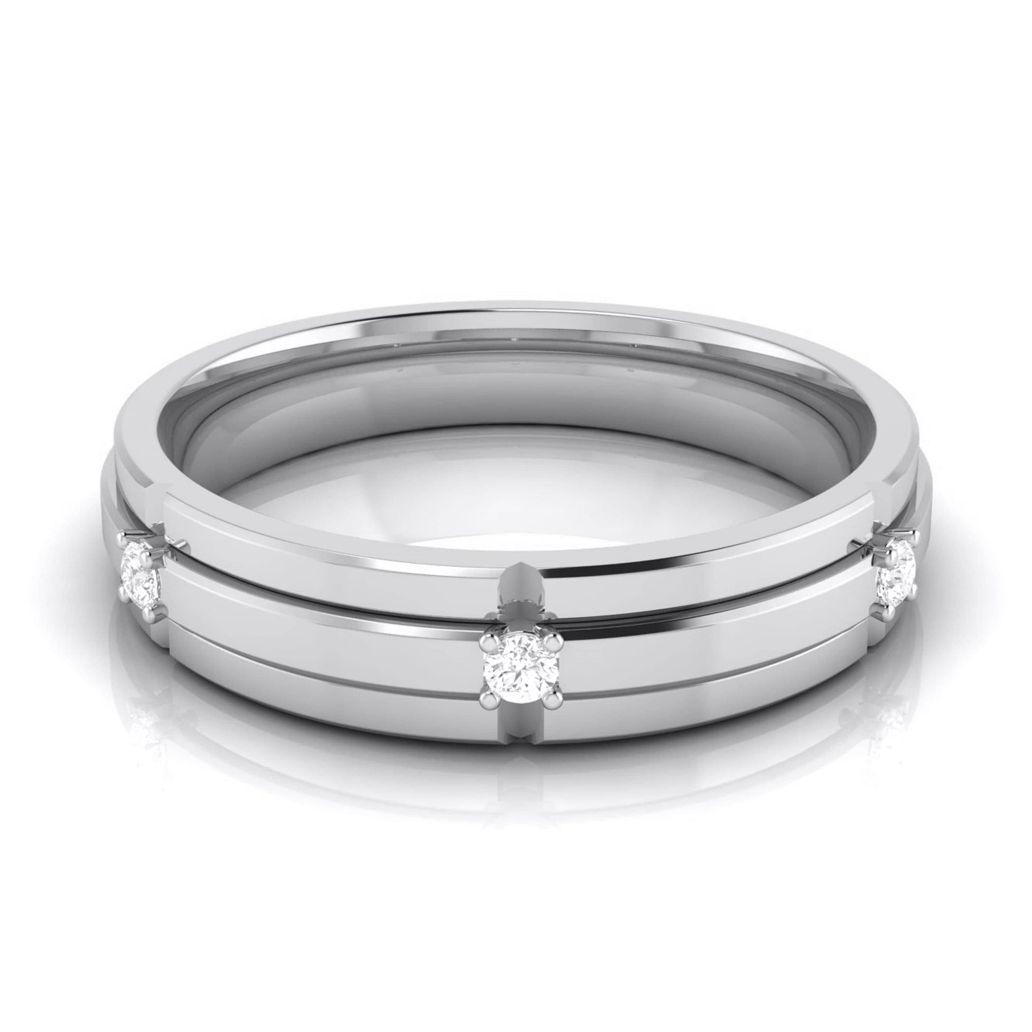 Jewelove™ Rings 3 Diamond Platinum Love Bands JL PT R-8018