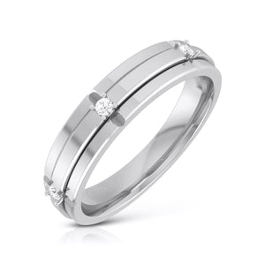 Jewelove™ Rings Men's Band only / SI IJ 3 Diamond Platinum Love Bands JL PT R-8018