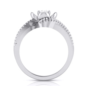 Jewelove™ Rings 30 Pointer Designer Flower Platinum Solitaire Engagement Ring JL PT R-30