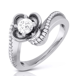 Jewelove™ Rings J VS / Women's Band only 30 Pointer Designer Flower Platinum Solitaire Engagement Ring JL PT R-30