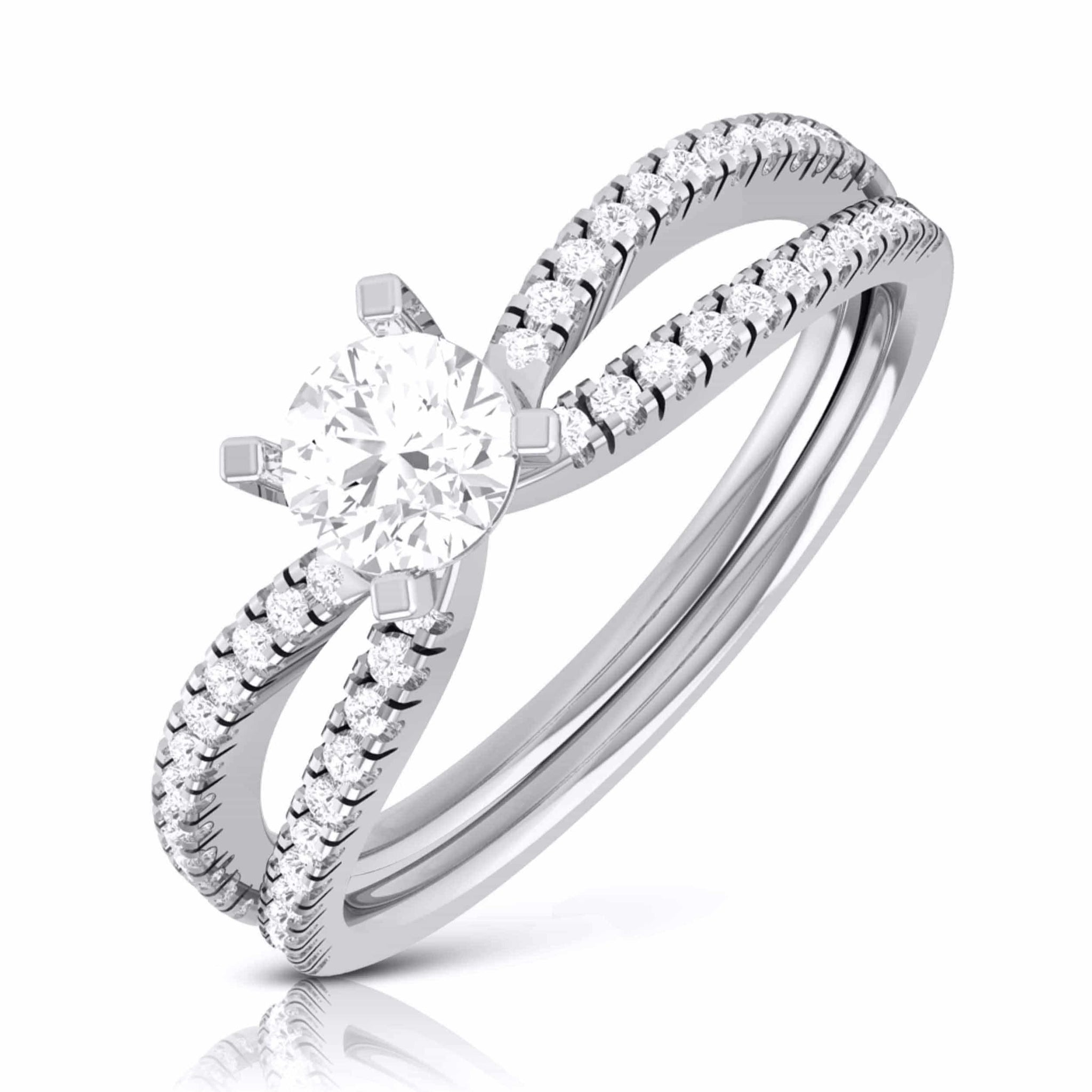 Jewelove™ Rings J VS / Women's Band only 30-Pointer Platinum Solitaire Engagement Ring with Split Shank JL PT R-22