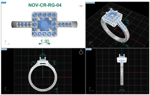 Jewelove™ Rings 30 Pointer Square Halo Diamond Shank Platinum Engagement Ring JL PT 617