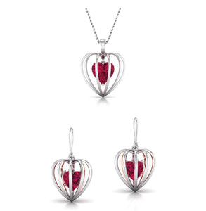 Platinum of Rose Heart Pendant Set with Diamonds JL PT P 8072