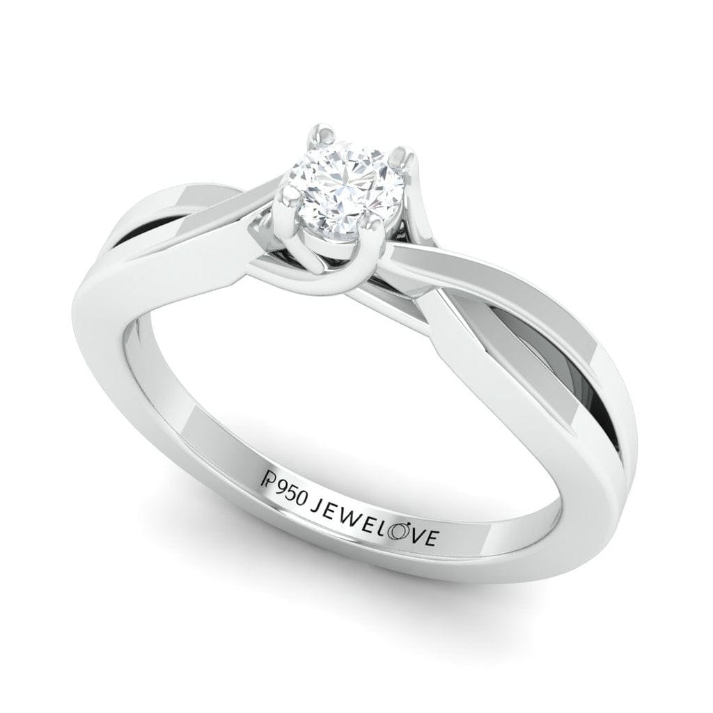Jewelove™ Rings SI IJ / Women's Band only 4 Prong Platinum Solitaire Ring with a Twist JL PT 676